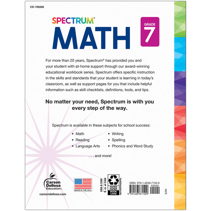 Spectrum Gr 7 Math Workbook