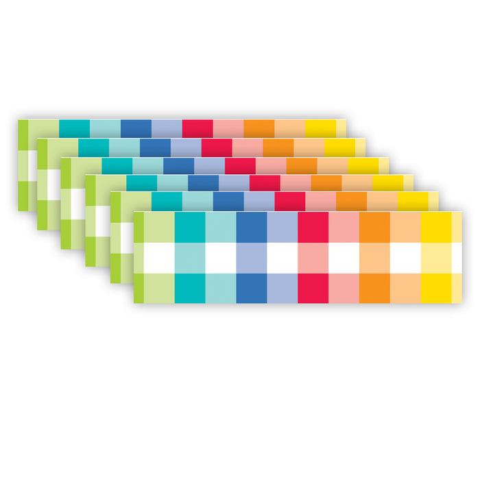 Core Decor Rainbow Buffalo Check EZ Border, 48 Feet Per Pack, 3 Packs