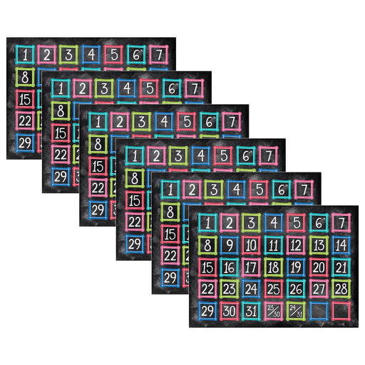 Colorful Chalk Calendar Days, 35 Per Pack, 6 Packs