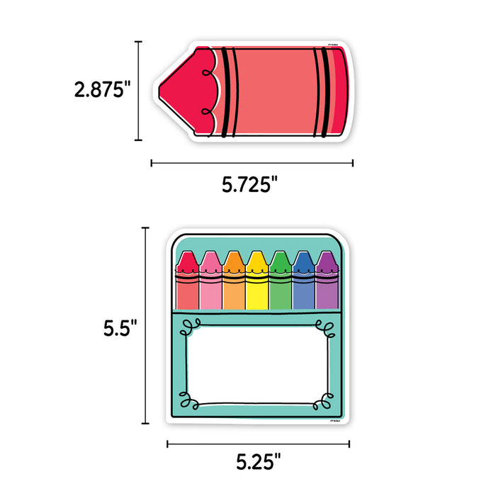 Core Decor Doodle Crayons 6" Designer Cut-Outs, 54 Per Pack, 3 Packs