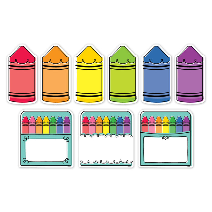 Core Decor Doodle Crayons 6" Designer Cut-Outs, 54 Per Pack, 3 Packs