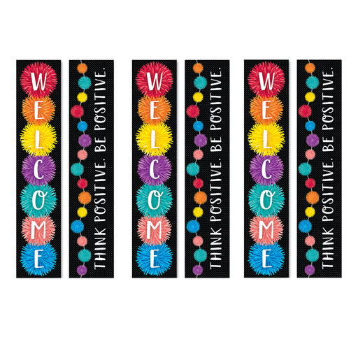 Pom-Poms Welcome Banner (2-sided), Pack of 3