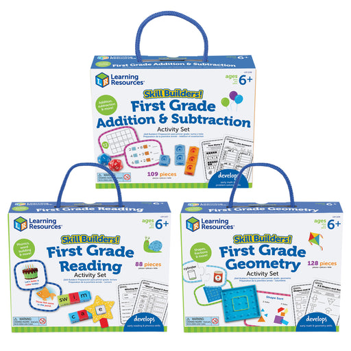 Skill Builders! 1st Grade Activity Set 3-Pack, Reading, Addition & Subtraction, Geometric Shapes