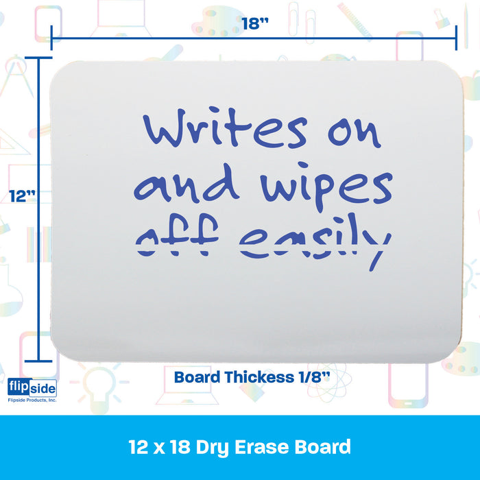 Dry Erase Board, 12" x 18", Pack of 3