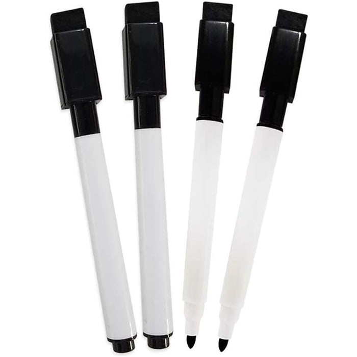 Dry Erase Markers with Magentic Eraser Cap, Black, Pack of 24