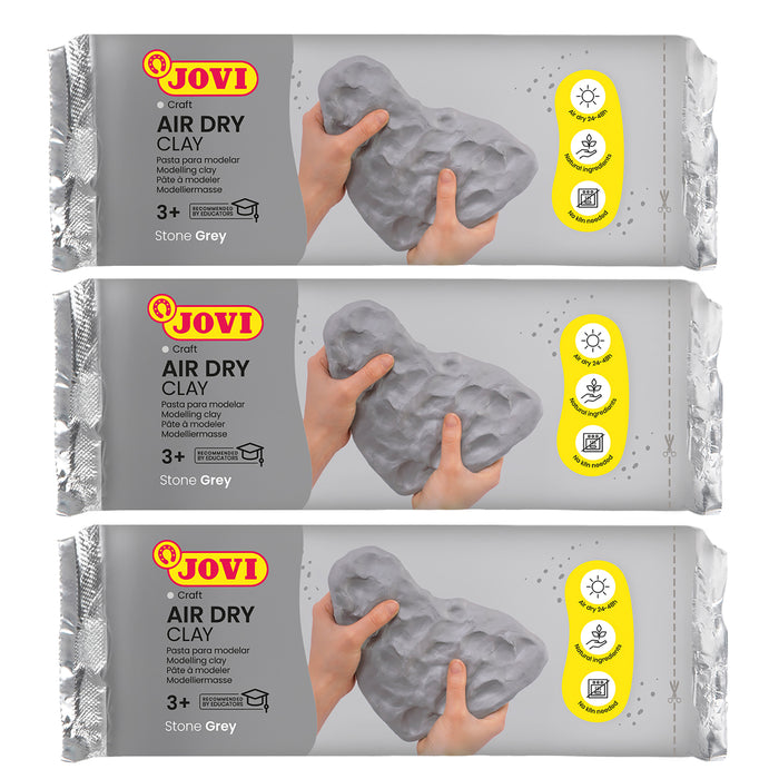 Air Dry Clay, Grey, 1.1lb Bar, Pack of 3