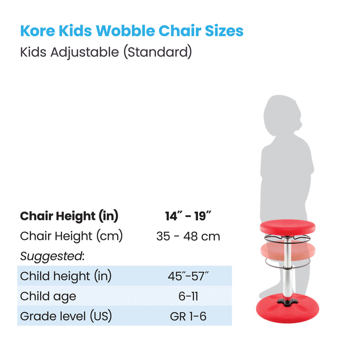 Kids Adjustable Standard Wobble Chair 14-19", Red