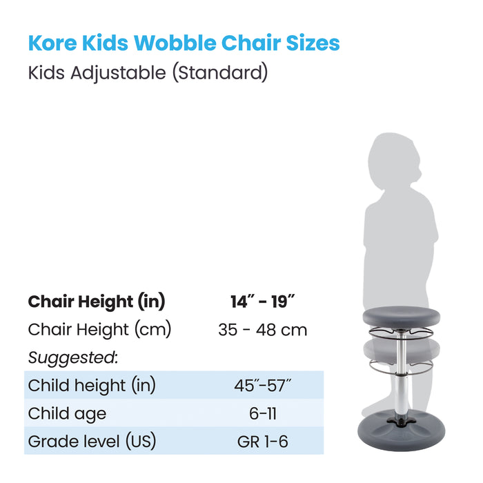 Kids Adjustable Standard Wobble Chair 14-19", Grey