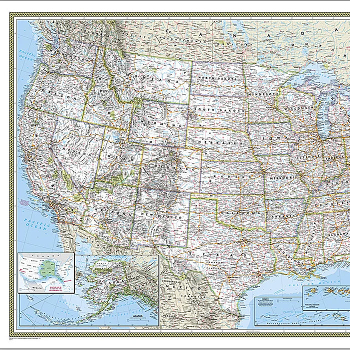 United States Classic Map, Laminated, 43.5" x 30.5"