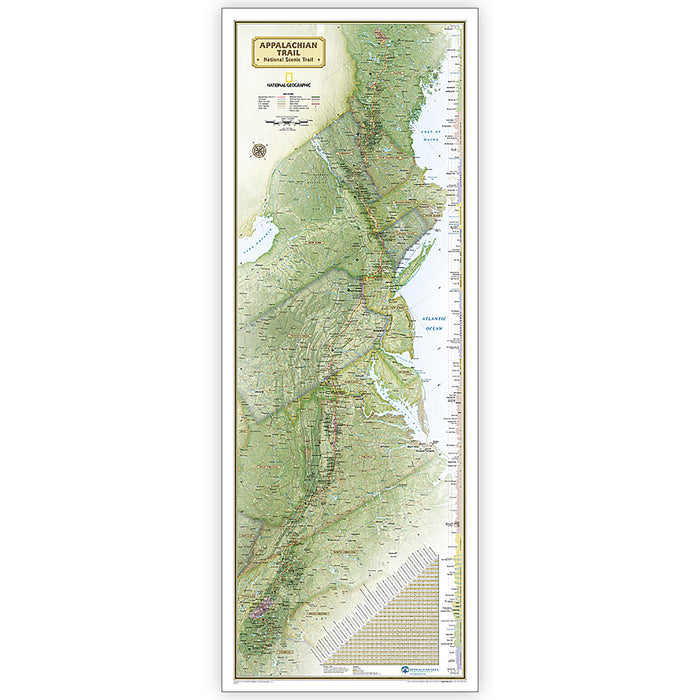 Appalachian Trail Map, In Gift Box, 18" x 48"