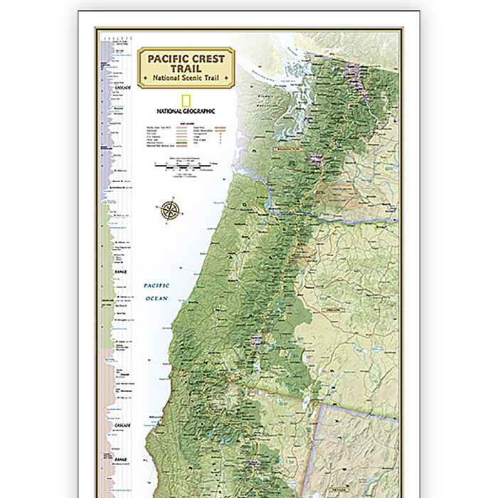 Pacific Crest Trail Map, In Gift Box, 18" x 48"