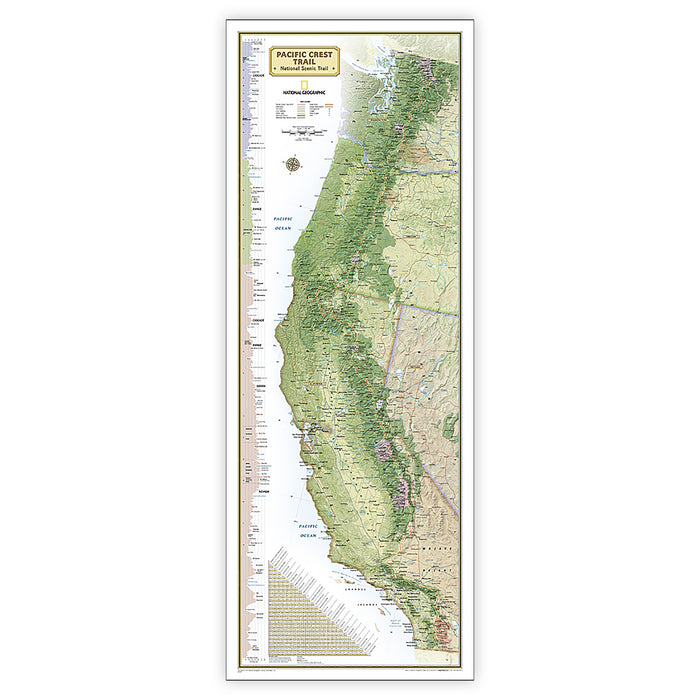 Pacific Crest Trail Map, In Gift Box, 18" x 48"