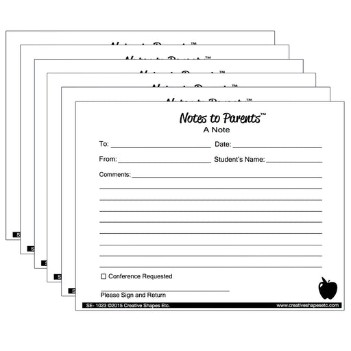 (6 Pk) Notes To Parents Blank Note