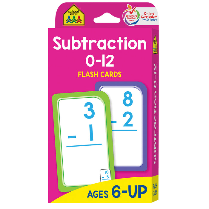 Subtraction 0-12 Flash Cards, 6 Packs