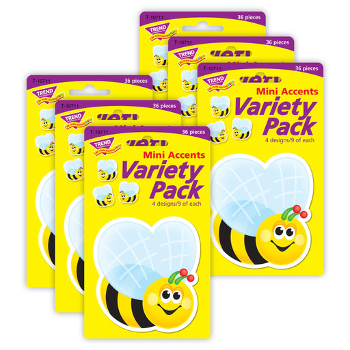 Bees Mini Accents Variety Pack, 36 Per Pack, 6 Packs