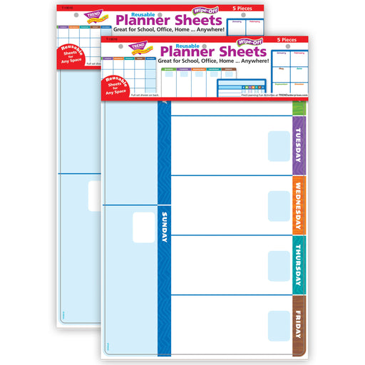 Wipe-Off Planner Sheets, 5 Per Set, 2 Sets