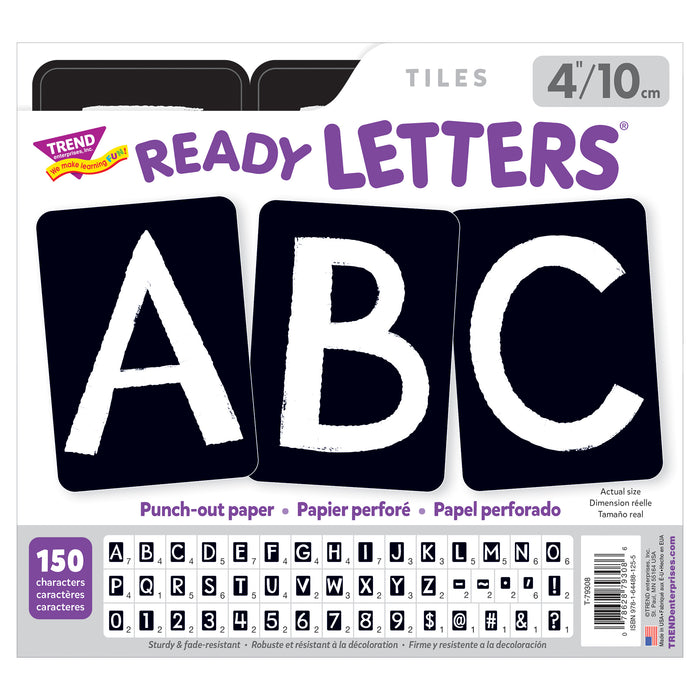 Black 4" Tiles Uppercase Ready Letters®, 150 Pieces Per Pack, 2 Packs