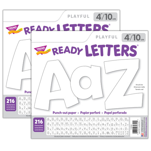 White 4" Playful Combo Ready Letters®, 216 Pieces Per Pack, 2 Packs