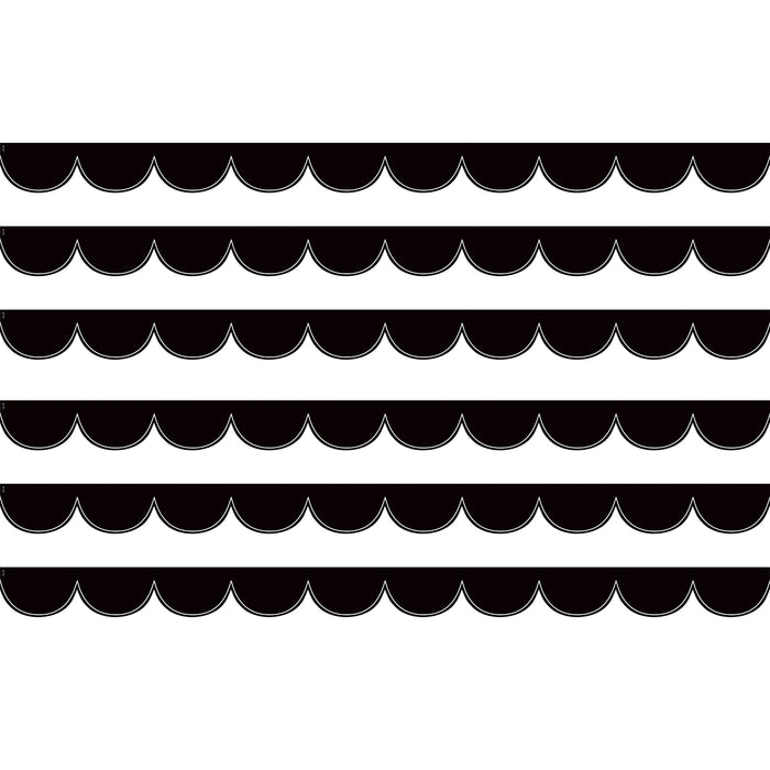 (6 Pk) Blk W/wht Scalloped Border Die Cut