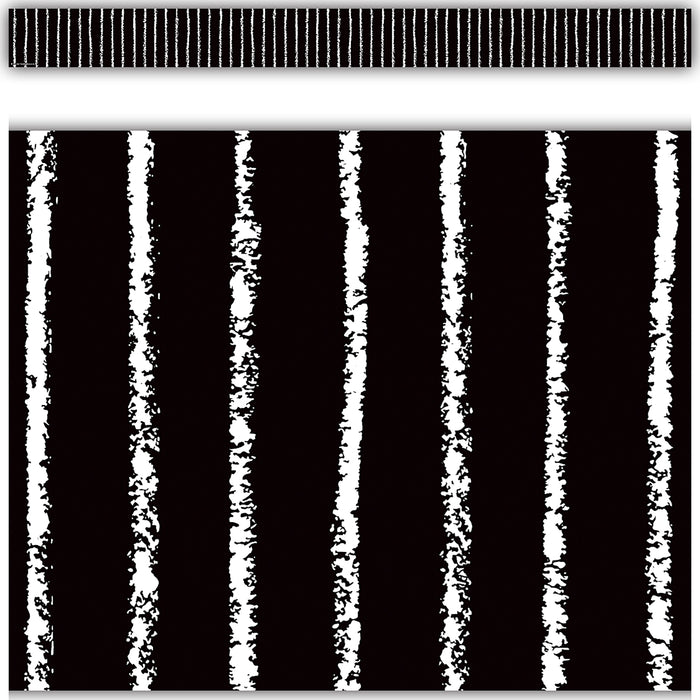 Black With White Pinstripes Straight Border Trim, 35 Feet Per Pack, 6 Packs