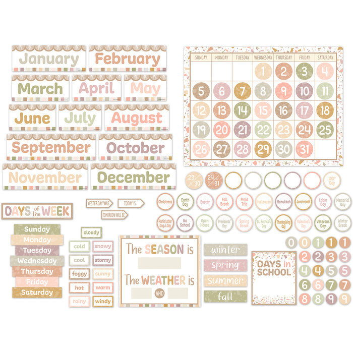 Terrazzo Tones Calendar Bulletin Board Set, 115 Pieces