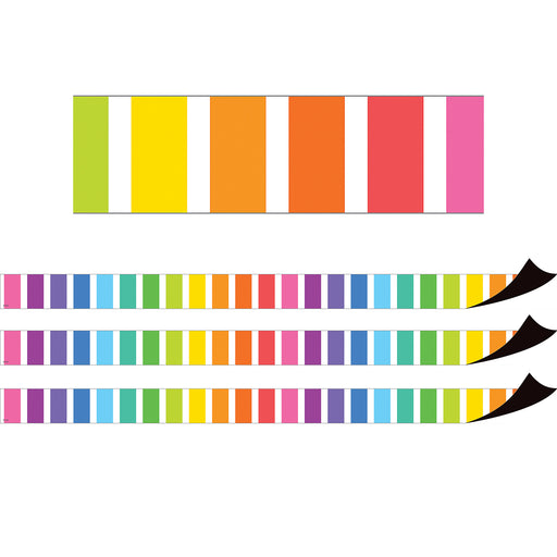 Colorful Stripes Magnetic Border, 24 Feet Per Pack, 3 Packs