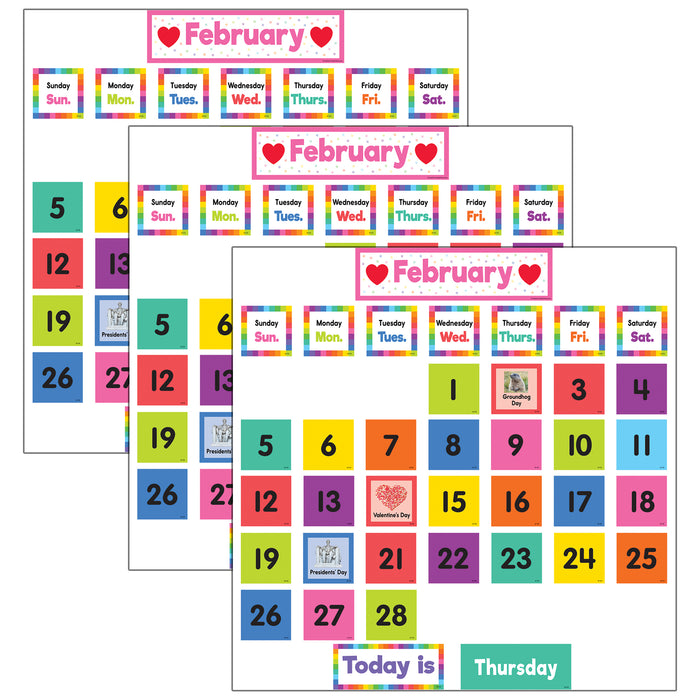 (3 Pk) Calendar Pocket Chart Cards