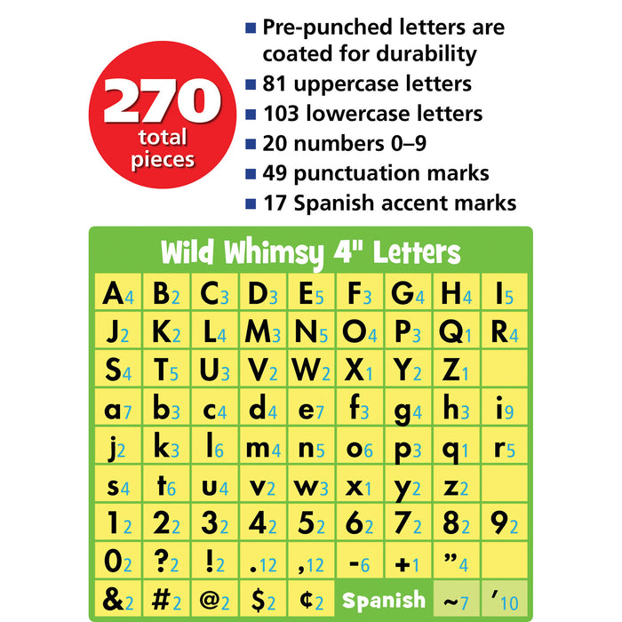 Black 4" Wild Whimsy Letters Combo Pack, 270 Per Pack, 3 Packs