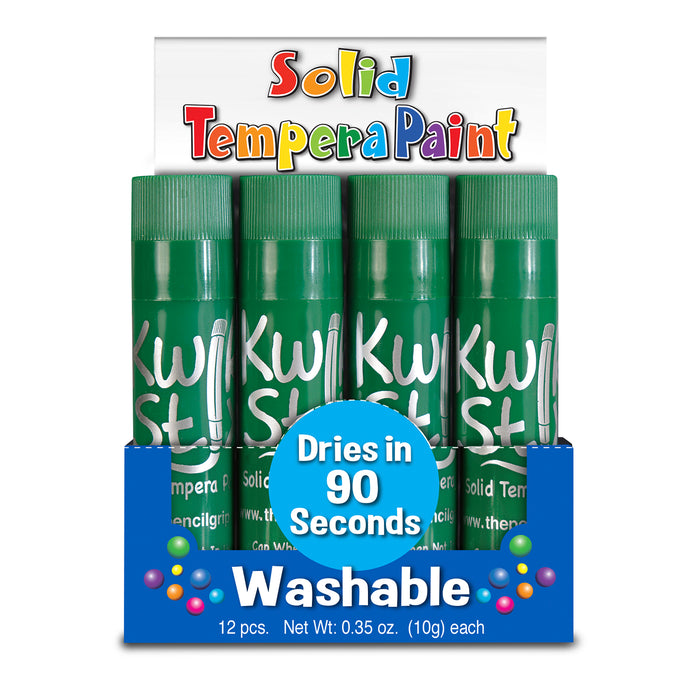 Solid Tempera Paint Sticks, Single Color Pack, Green, 12 Per Pack, 2 Packs