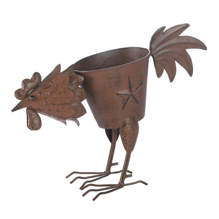 Rooster Planter With 1 Solid Feather