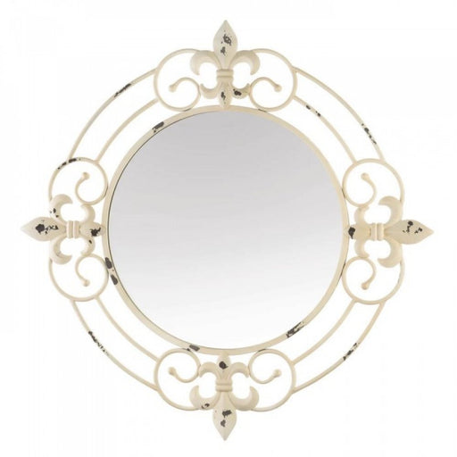 Antique White Fleur-de-lis Wall Mirror