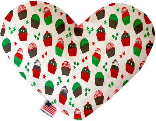 Christmas Cupcakes 8 Inch Canvas Heart Dog Toy