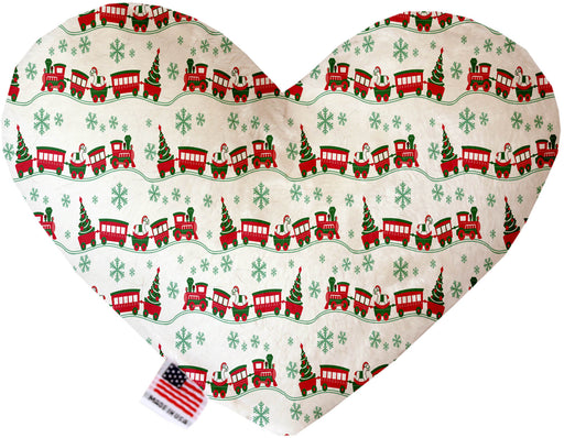 Christmas Trains 6 Inch Canvas Heart Dog Toy