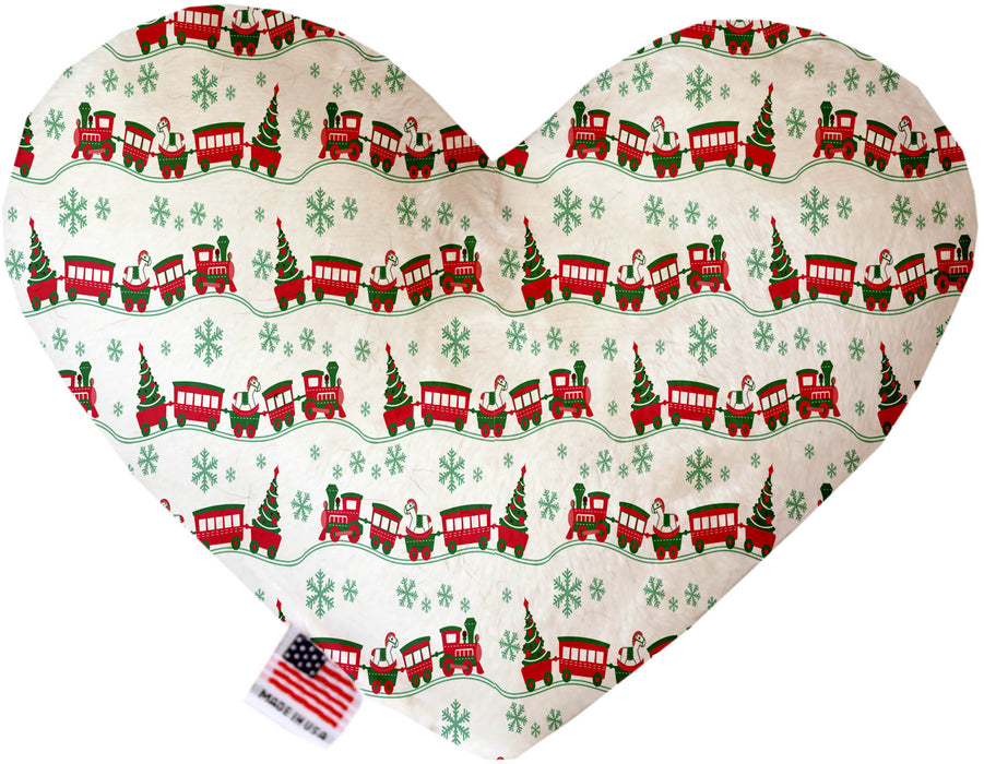 Christmas Trains 8 Inch Canvas Heart Dog Toy