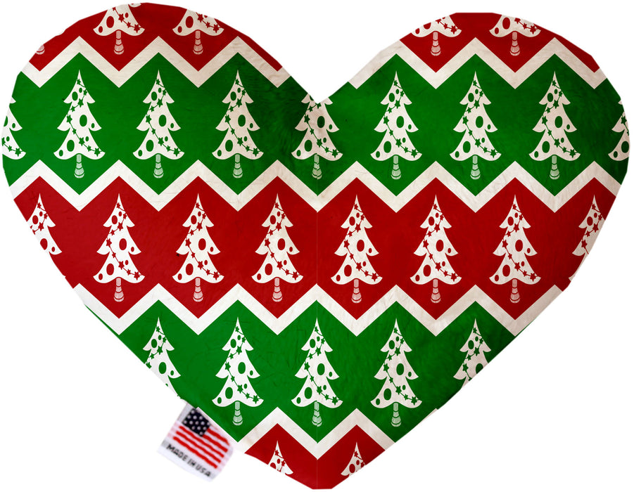 Chevron Christmas Trees 8 Inch Canvas Heart Dog Toy