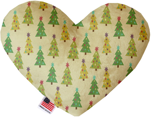 Cutesy Christmas Trees 8 Inch Canvas Heart Dog Toy