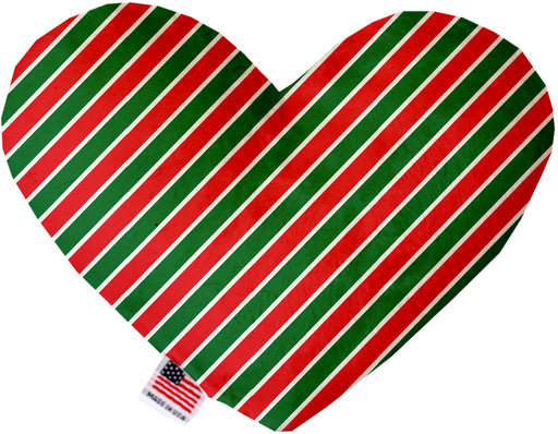 Christmas Stripes 8 Inch Canvas Heart Dog Toy