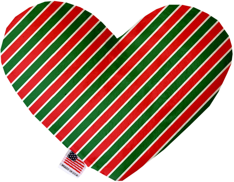 Christmas Stripes 6 Inch Canvas Heart Dog Toy