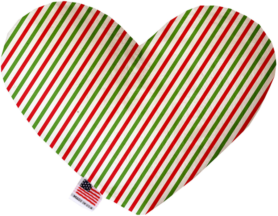 Christmas Pinstripes 6 Inch Canvas Heart Dog Toy