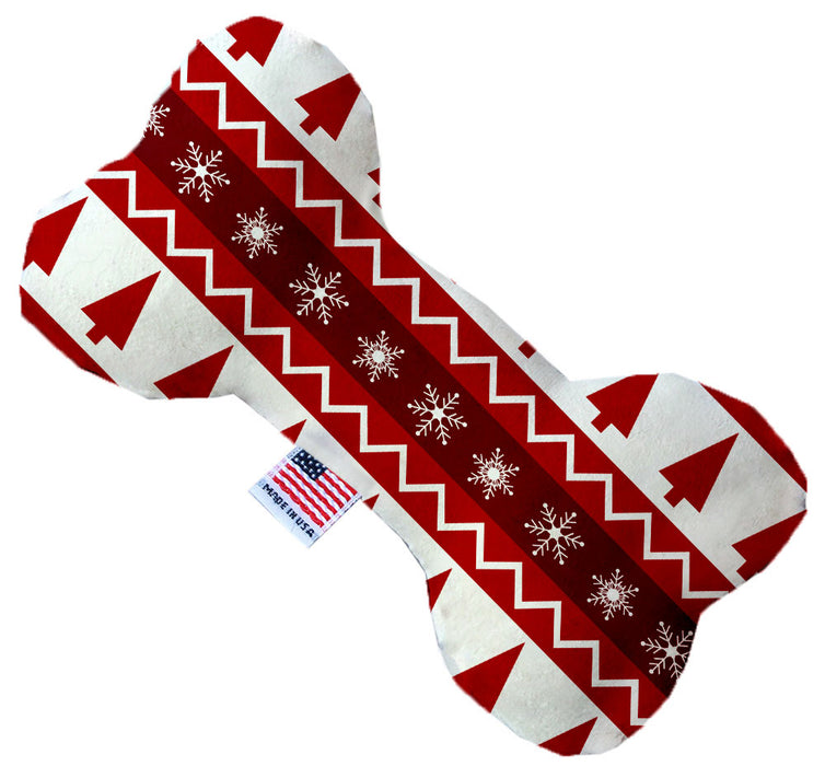 Red Classic Christmas 10 Inch Canvas Bone Dog Toy