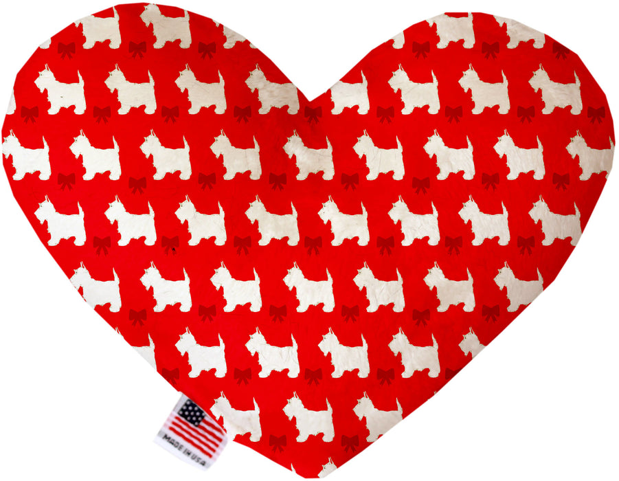 Christmas Westies 6 Inch Canvas Heart Dog Toy