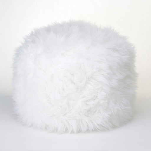 Fuzzy White Ottoman Footstool