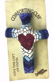 Pocket Cross-Comforting Clay-Mosaic Heart (3")