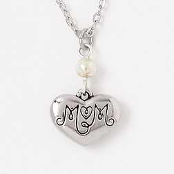 Necklace-Mom/Heart Nugget w/18" Chain-Pewter