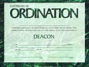 Certificate-Ordination-Deacon (Green Parchment) (8-1/2" x 11") (Pack of 6) (Pkg-6)
