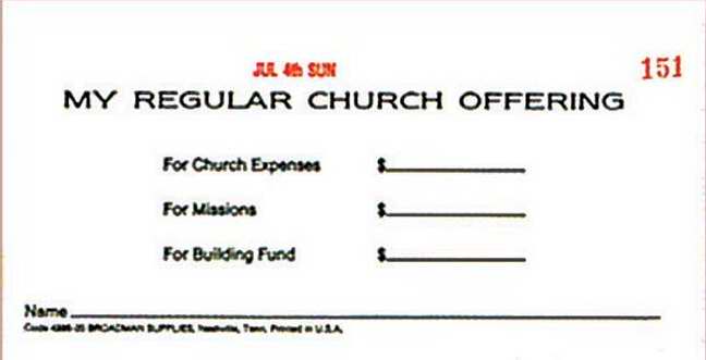 Offering Envelope-My Regular Church Offering 3 Fund Weekly w/o Six Point System (Bill-Size) (Pack Of 53) (Pkg-53)