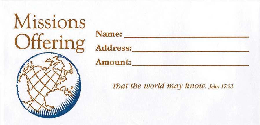 Offering Envelope-Missions Offering (John 17:23) (Bill-Size) (Pack Of 100) (Pkg-100)