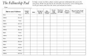 Attendance Pad-Fellowship Pads (50 Sheets) (Pack of 5)  (Pkg-5)