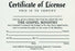 Certificate-License-Minister-Billfold Size (3-5/8" x 2-1/2")