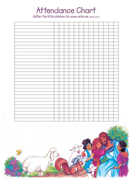 Attendance Chart-Let The Little Children Come To Me w/Mark 10:14 (20" x 28")